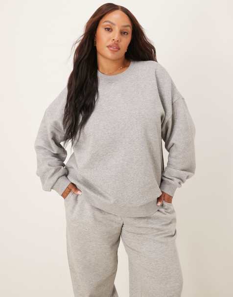 ASOS DESIGN Curve ultimate oversized brushback sweatshirt in grey marl