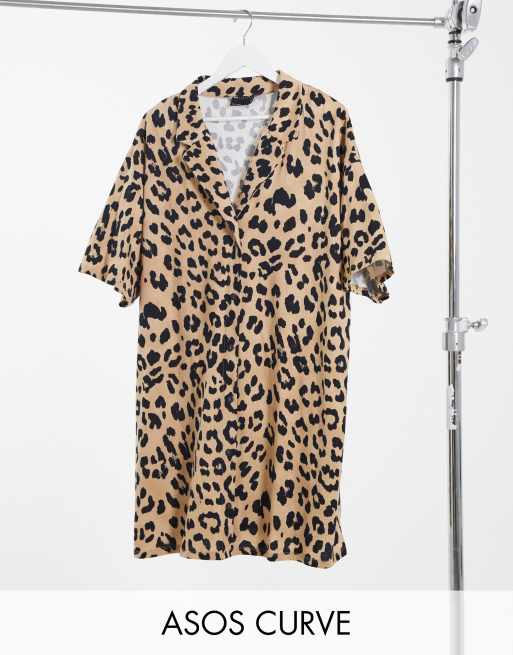 ASOS DESIGN Curve – Szmizjerka mini oversize w panterkę
