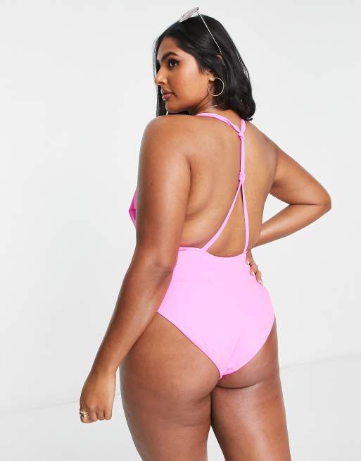 Asos pink hot sale swimsuit