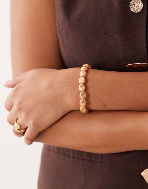 ASOS DESIGN - Curve - T-bar armband met imitatieparels in goudkleur - view 1