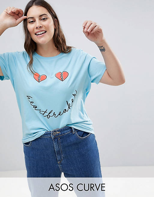 ASOS DESIGN Curve - T-shirt à imprimé cœurs brisés