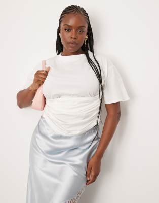 ASOS DESIGN Curve - T-shirt aderente con dettaglio in vita