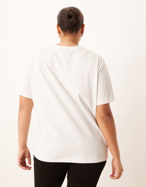 ASOS DESIGN Curve - T-shirt coupe classique à imprimé - Blanc, 4 de 4