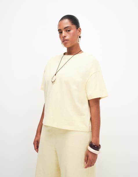 ASOS DESIGN Curve - T-shirt d'ensemble oversize texturé - Babeurre - view 1