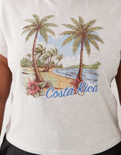 ASOS DESIGN Curve - T-shirt effet rétréci avec imprimé graphique - Glace chiné, 4 de 4