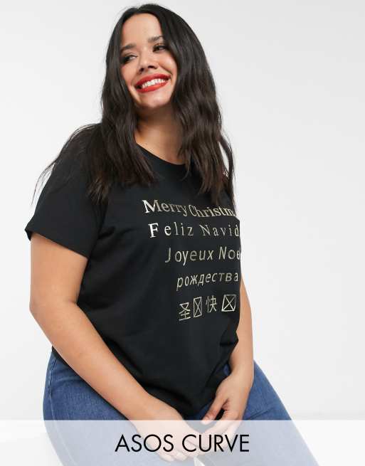 ASOS DESIGN Curve – T-shirt för jul med översatt 