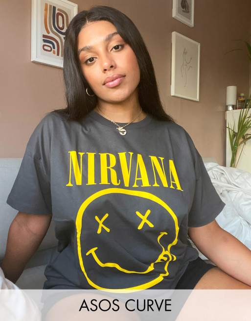 ASOS DESIGN Curve – T-shirt i oversize-modell med Nirvana-tryck