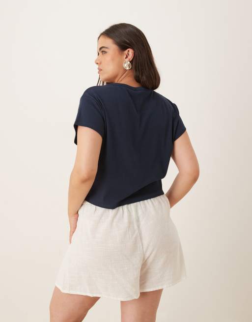 ASOS DESIGN Curve - T-shirt mini blu navy con grafica "Playa Del Carmen" con frutta, 4 di 4