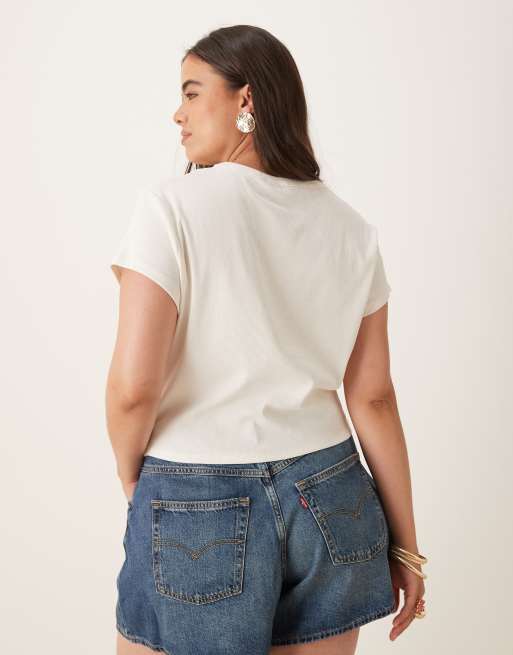 ASOS DESIGN Curve- T-shirt mini color crema con grafica di granchio, 3 di 4