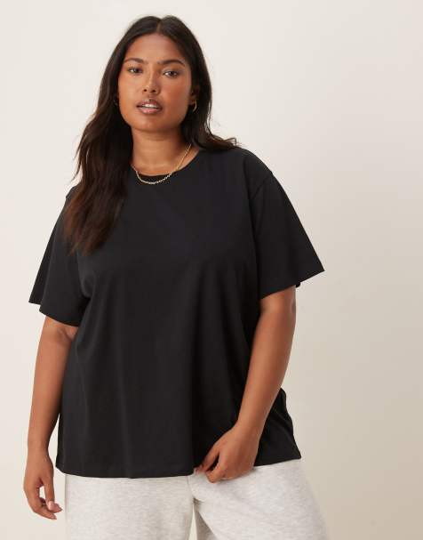 ASOS DESIGN Curve – T-Shirt mit normalem Schnitt in Schwarz - view 1