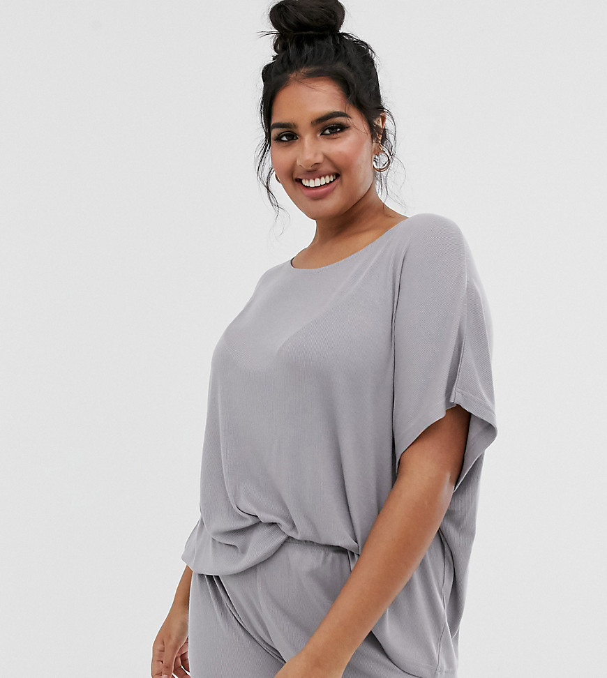 ASOS DESIGN Curve - T-shirt mix & match in jersey a coste-Grigio