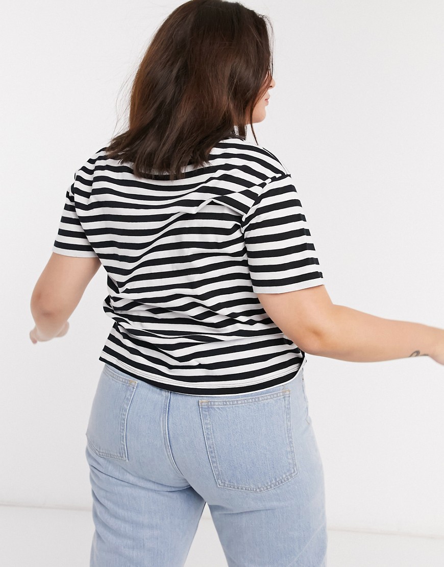 T-shirt nera e bianca a righe-Multicolore - ASOS Curve T-shirt donna  - immagine3