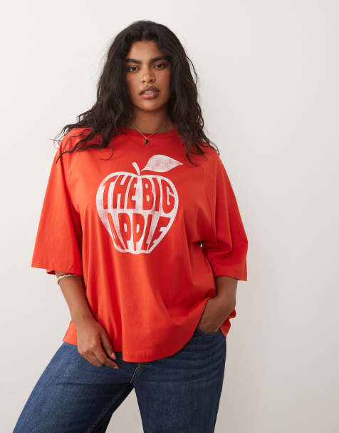 ASOS DESIGN Curve - T-shirt oversize à imprimé Big Apple - Rouge - view 1