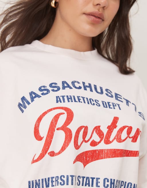 ASOS DESIGN Curve - T-shirt oversize à imprimé Boston - Rose, 2 de 4