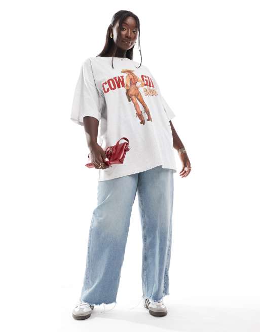ASOS DESIGN Curve - T-shirt oversize à imprimé Cowgirl Club, 3 de 4