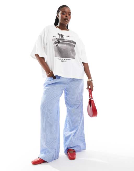 ASOS DESIGN Curve - T-shirt oversize avec imprimé photo Venice Beach - Blanc, 2 de 4