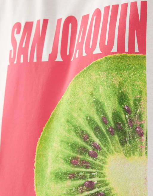 ASOS DESIGN Curve t-shirt oversize avec motif kiwi San Joaquin en crème, 2 de 4