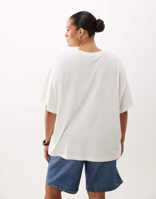 ASOS DESIGN Curve t-shirt oversize avec motif kiwi San Joaquin en crème, 4 de 4