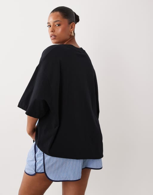 ASOS DESIGN Curve t-shirt oversize avec motif sundae d'été noir, 4 de 4