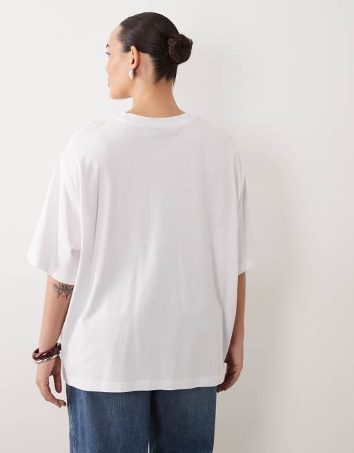 ASOS DESIGN Curve T-shirt oversize con grafica It's not me It's you bianca e turchese, 3 di 4