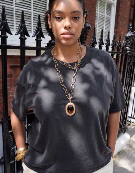 ASOS DESIGN Curve t-shirt oversize gris charbon délavé - view 1
