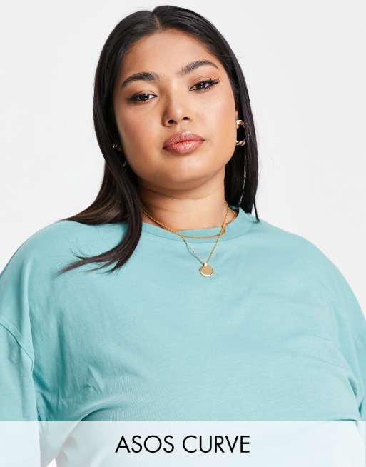 ASOS DESIGN Curve – T-shirt oversize w kolorze morskiej zieleni