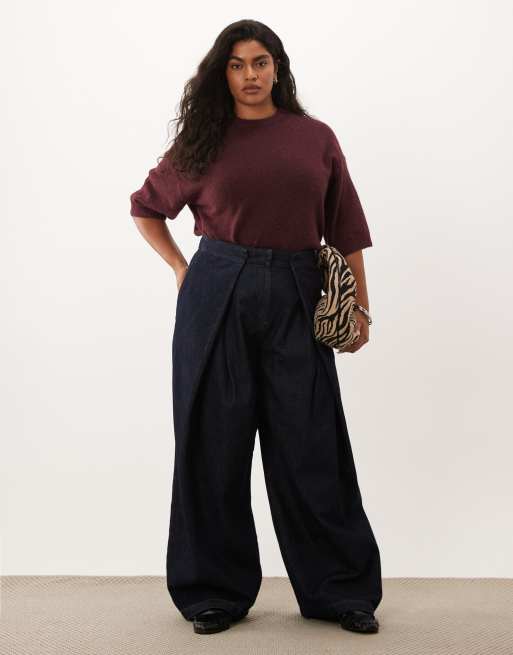 ASOS DESIGN Curve - T-shirt ras de cou d'ensemble en laine mélangée - Bordeaux, 2 de 4