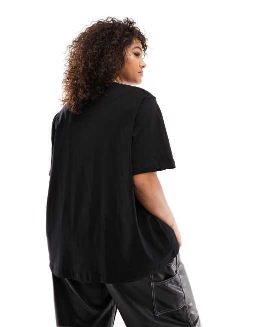 ASOS DESIGN Curve - T-shirt vestibilità classica nera con stampa di strobosfera, 2 di 4