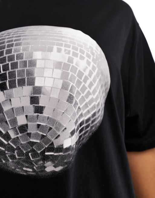 ASOS DESIGN Curve - T-shirt vestibilità classica nera con stampa di strobosfera, 3 di 4