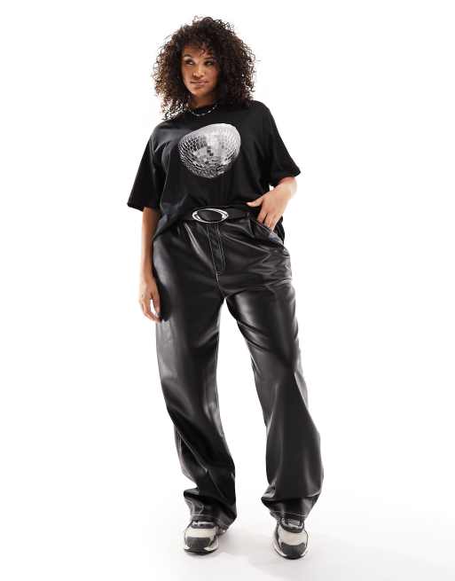 ASOS DESIGN Curve - T-shirt vestibilità classica nera con stampa di strobosfera, 4 di 4