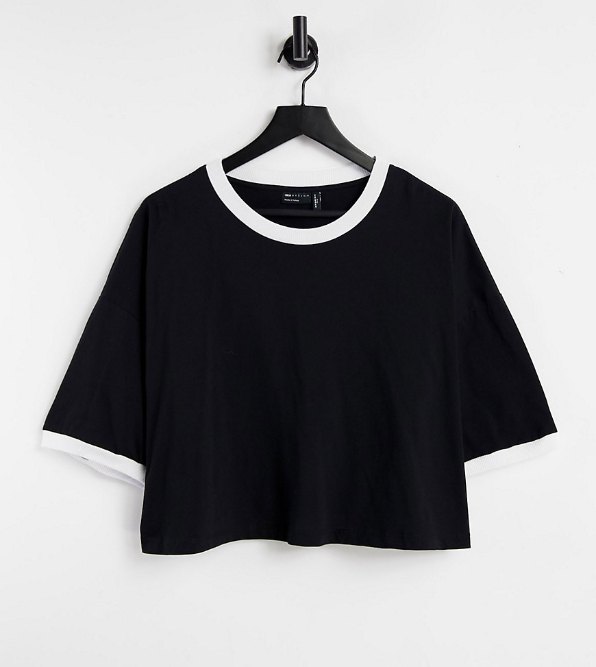 ASOS DESIGN Curve t-shirt with contrast tipped edge in black