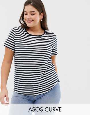 ASOS DESIGN Curve t-shirt with crew neck in stripe | ASOS