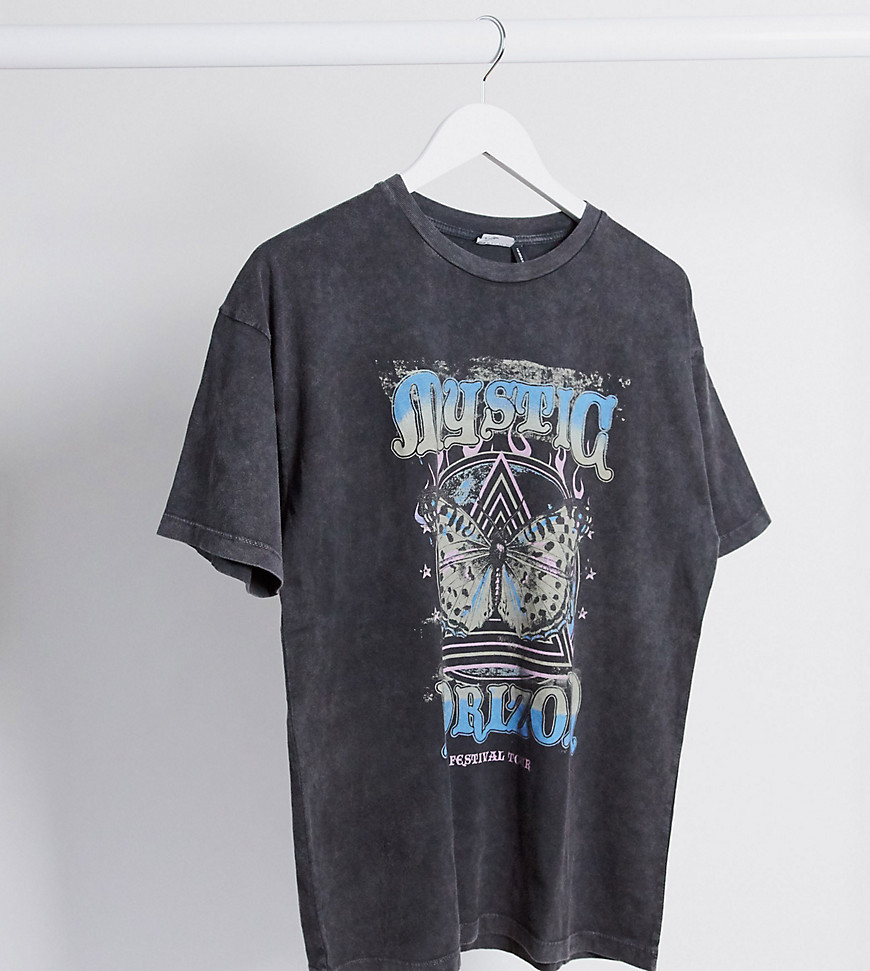 ASOS DESIGN Curve t-shirt with mystic horizon print in wash-Grey