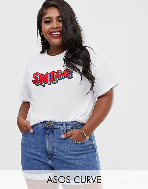 ASOS DESIGN Curve t-shirt with stacked smile print
