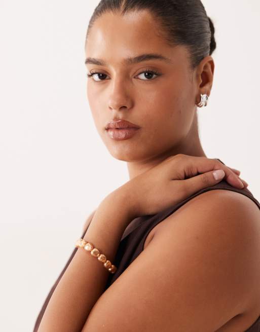 ASOS DESIGN Curve – T-Steg-Armband in Goldoptik mit Kunstperlen-Detail, 3 von 3