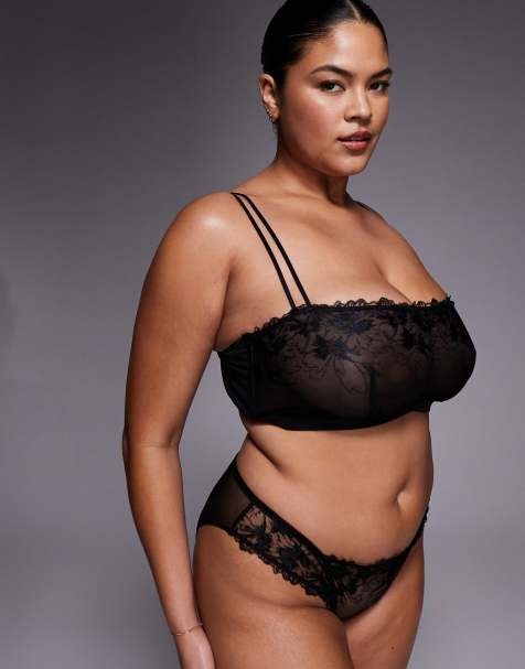ASOS DESIGN Curve - Tabitha - Ensemble de lingerie à broderies fleuries - Noir - view 1