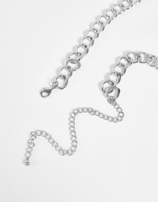 ASOS DESIGN Curve - Taille- en heupriem met grove, gedraaide schakels in zilverkleur, 3 van 4