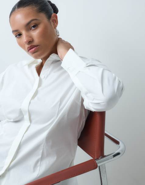 ASOS DESIGN Curve tailliertes Hemd in Weiß - view 1