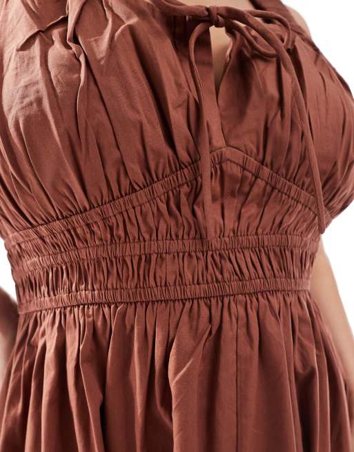 ASOS Design Curve – Tailliertes Midi-Sommerkleid in Schokoladenbraun mit breiten Trägern, 4 von 4