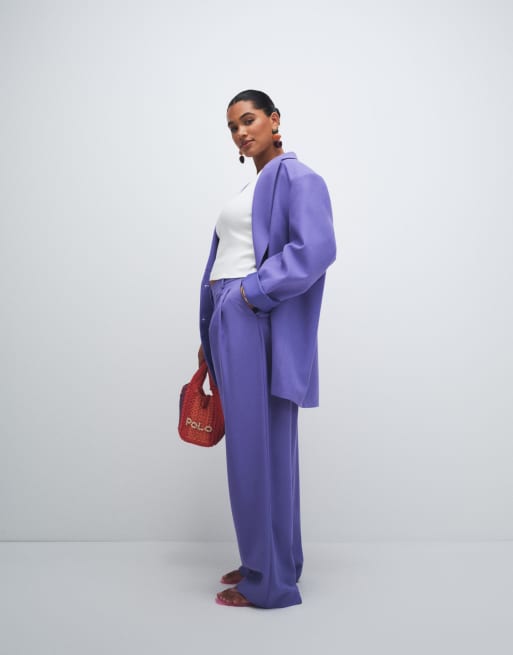 ASOS DESIGN Curve tailored baggy tapered pants in purple, 2 of 8
