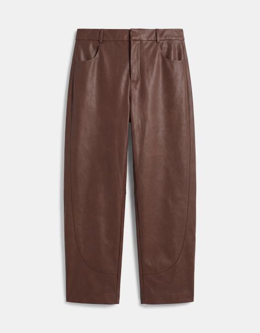 ASOS DESIGN Curve Tailored Barrel-Hose aus Kunstleder in Hellbraun, 6 von 9