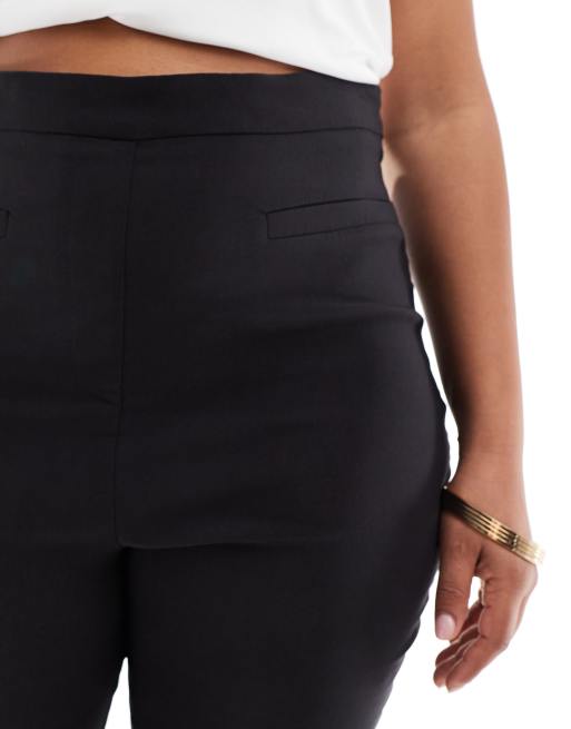 ASOS DESIGN Curve tailored bengaline capri pants in black, 3 of 5