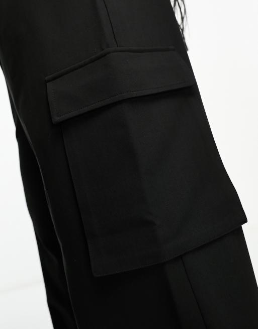 ASOS DESIGN Curve tailored cargo pants in black, 2 of 4