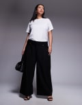 [ASOS DESIGN] ASOS DESIGN Curve tailored cropped pants with tab waist detail in black 24 black