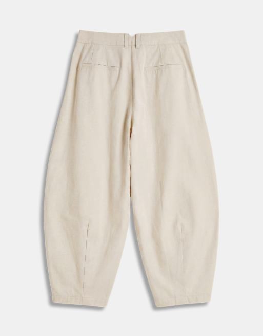 ASOS DESIGN Curve Tailored extreme taper barrel pants in stone, 7 of 9
