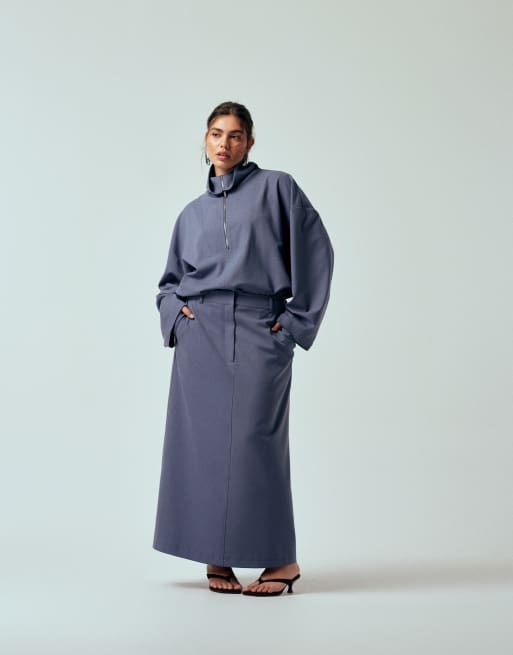 ASOS DESIGN Curve tailored funnel neck jacket in blue co ord, 2 of 4