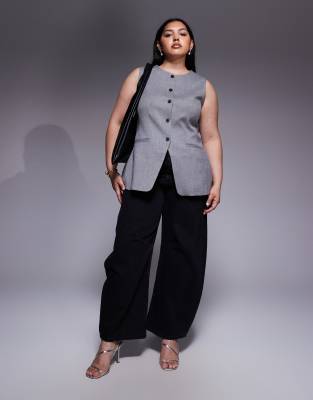 Asos Curve Asos Design Curve Tailored High Neck Moulded Hip Waistcoat In Multi