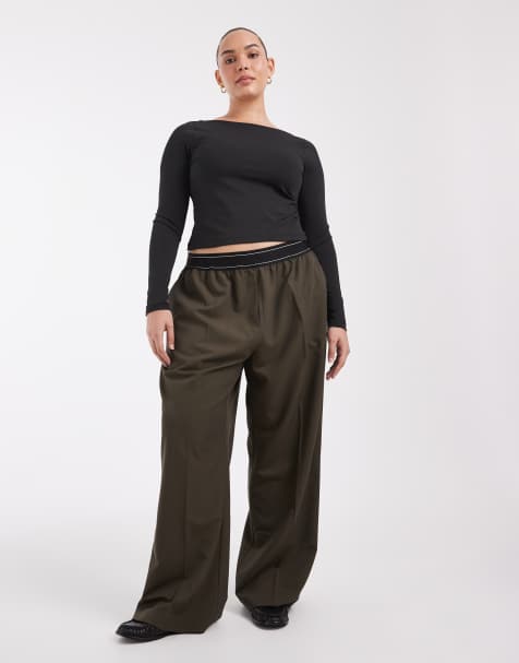ASOS DESIGN curve tailored jogger trouser in olive - view 1