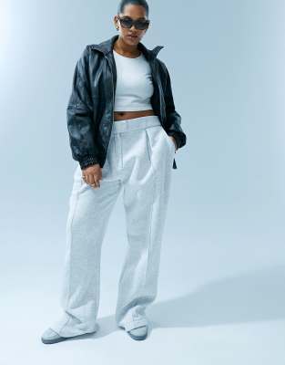 Asos Design Curve Tailored Joggers In Grey Marl