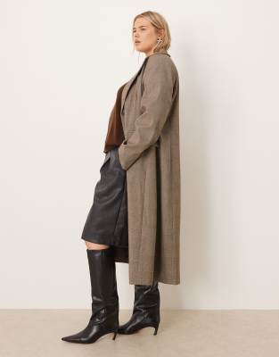 Asos Design Curve Tailored Longline Blazer In Brown